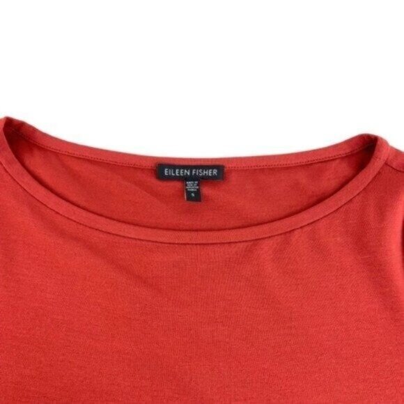 Eileen Fisher Rust Orange Jersey Shirt Dress - Picture 2 of 4